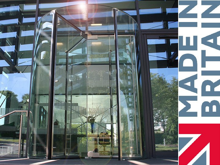 EA All Glass Revolving Door that is Made In Britain