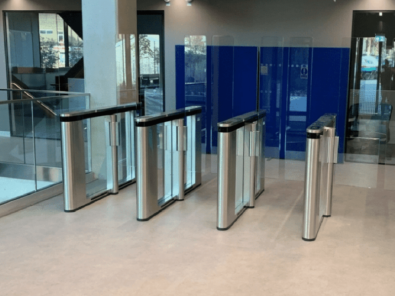 Speed gates inside commercial building